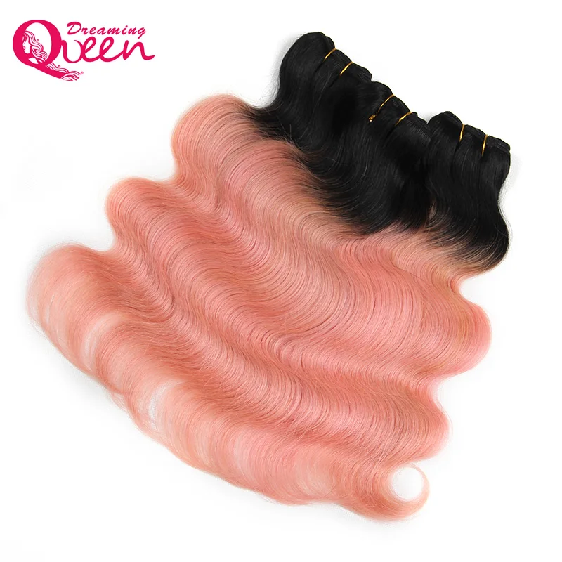 Rose Gold Color Ombre Brazilian Body Wave Ombre Human Hair Extensions Weave Bundles Non Remy Hair Dreaming Queen Hair brazilian-body-wave-hair-bundles