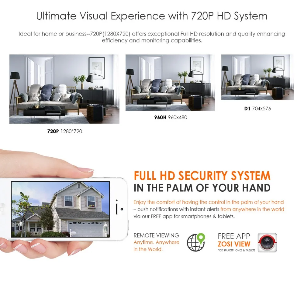 ZOSI 8CH 1080N TVI H.264+ 1 ТБ 8CH DVR 8 720P Наружная цилиндрическая/купольная CCTV видео система камер домашней безопасности комплекты видеонаблюдения