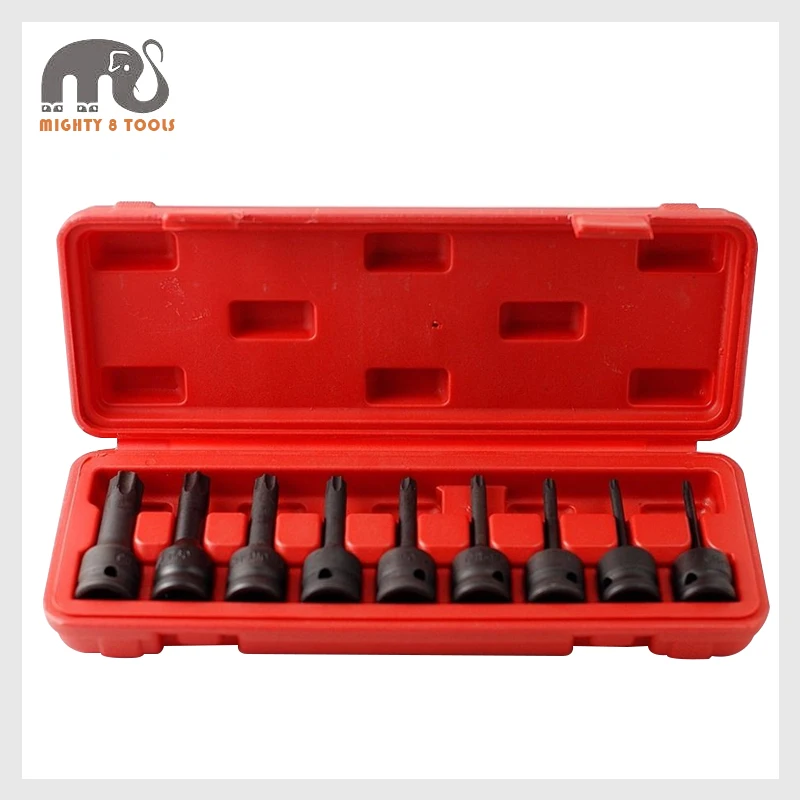 

9pc Cr-Mo 1/2'' Dr. 75mmL Torx Star Impact Socket Bits Set: T20,25,30,40,45-T70
