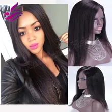 7A Virgin Brazilian Italian Yaki Wig Lace Front Wig Glueless Full Lace Wigs Human Hair Light Yaki Straight Wigs For Black Women