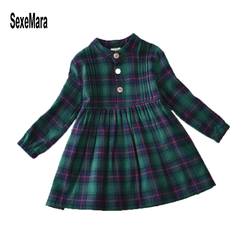 

Autumn 2019 European Winter Dresses Casual Children Clothing Kids 2 3 To 8 9 10 12 Year Long Sleeve Black and Green Dress Girl