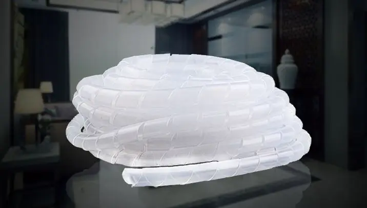 

4mm 20M Spiral Cable Wire Wrap Tube Wind Harness Protection Belt Computer Manage Cord Transparent White Color