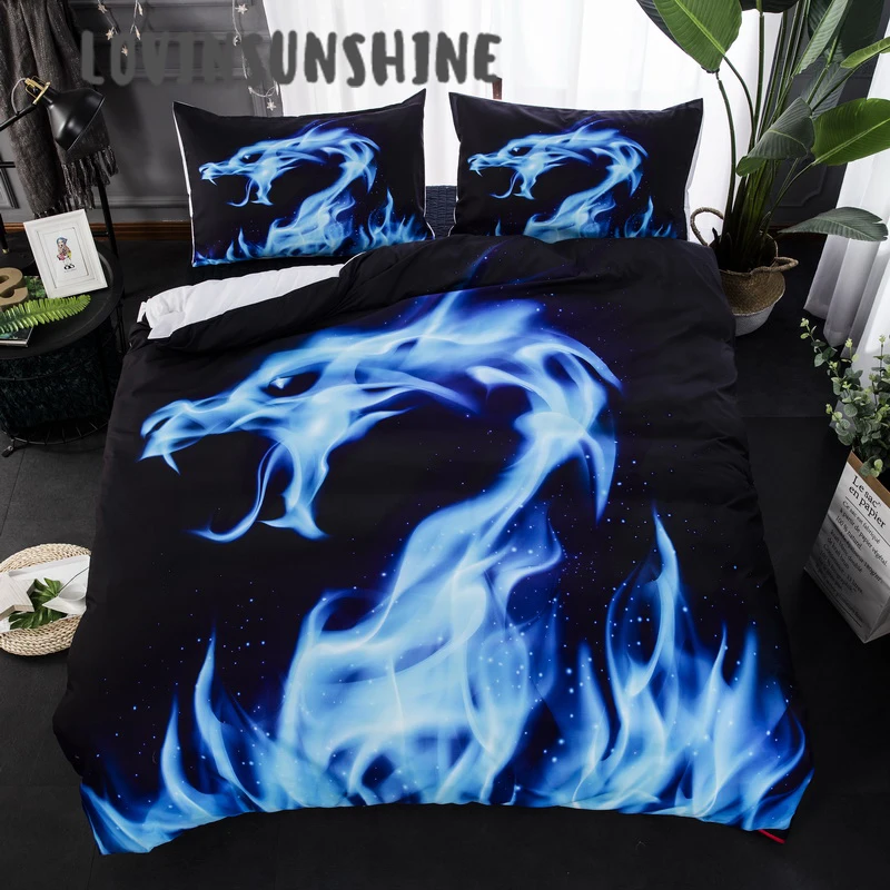 

LOVINSUNSHINE Bedding Duvet Covers Comforter Bedding Sets King Water Fire Dragon Pattern Comforter Cover AB#53