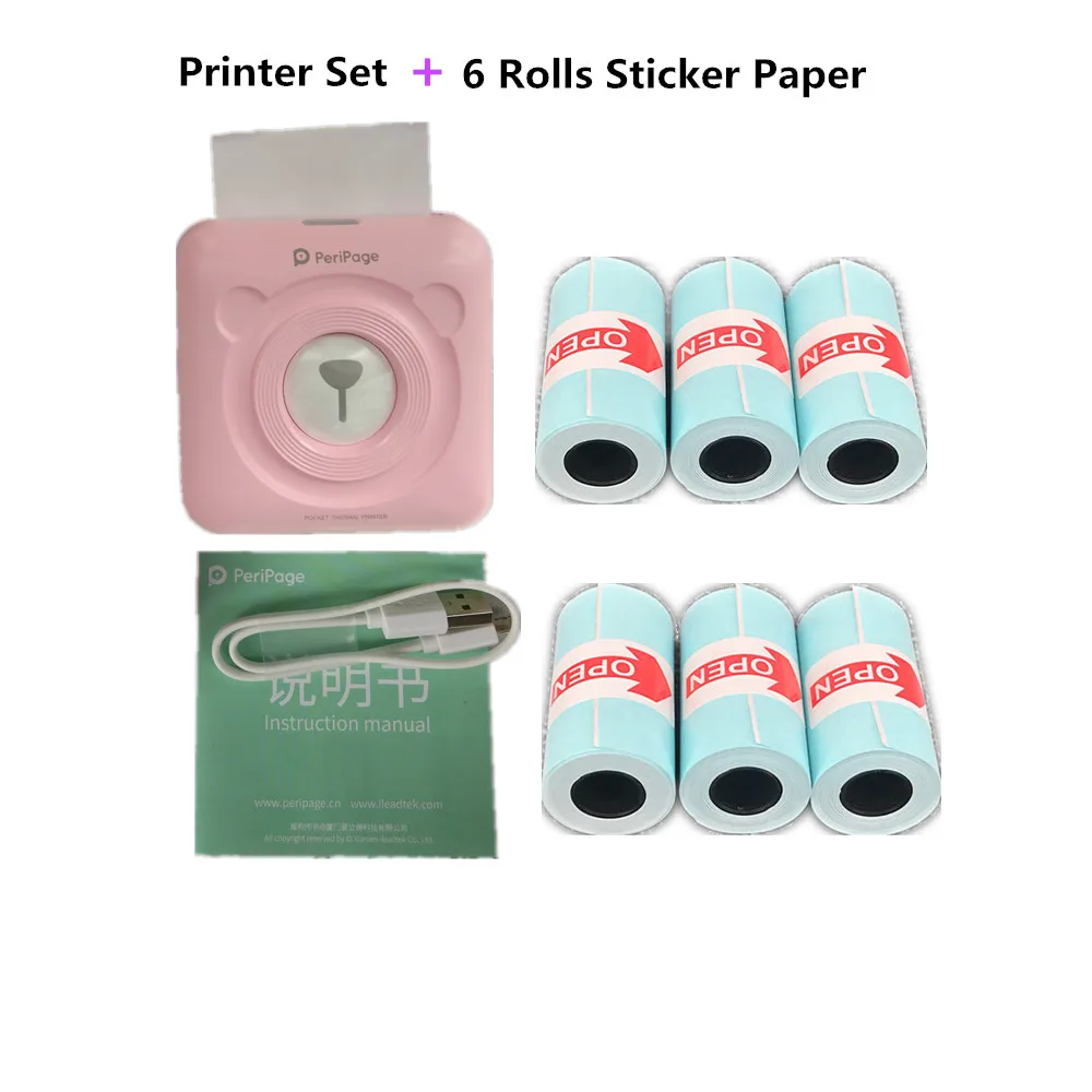 Printer set plus 6 rolls thermal sticker paper