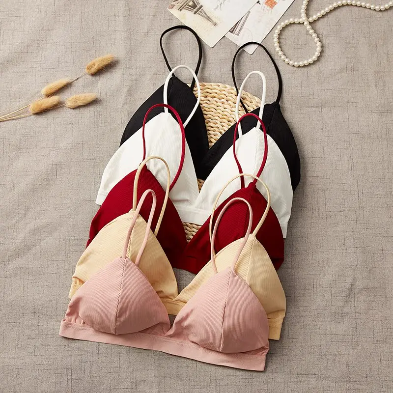 

Sexy Bra For Women Triangle Cup Lingerie Thin Straps Underwear Female Backless Padded bralettes