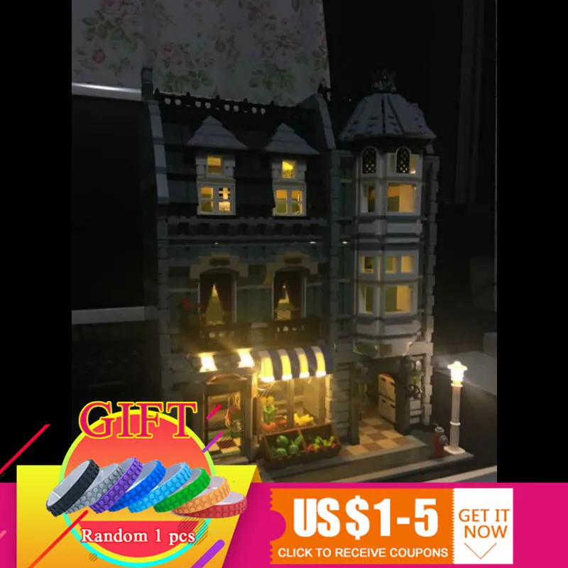 

15008B 2462Pcs City Street Series The Light Version Green Grocer set Model Building Kits Blocks Toys Compatible with 10185 lepin