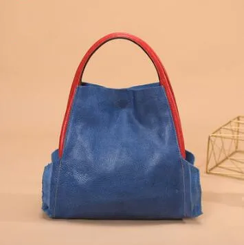 Новая женская Повседневная сумка в Европейском стиле, женская модная сумка из натуральной кожи - Цвет: Blue