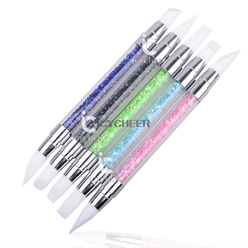 

ICYCHEER Nail Art Brush 2 Way Dotting Tools Sculpture Acrylic Manicure Pen Silicone Craft