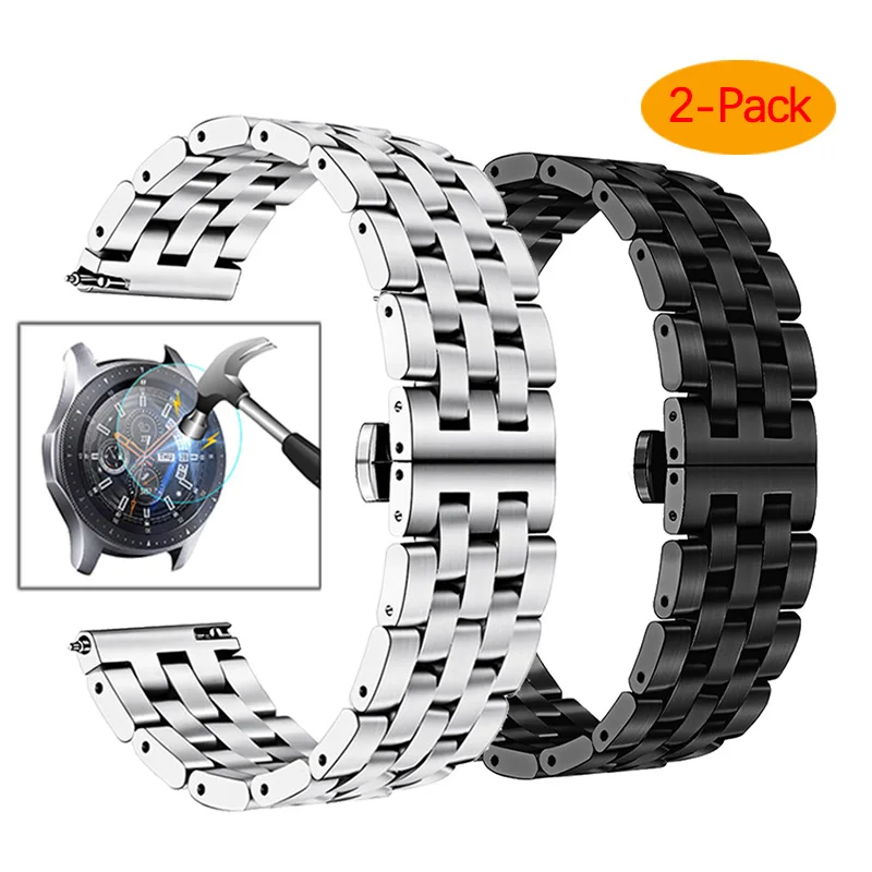 Galaxy Watch 42 мм, 46 мм, ремешок 20 мм, 22 мм, Миланская петля, ремешок из нержавеющей стали для samsung Galaxy Watch, активный ремешок Galaxy S3 - Цвет ремешка: black silver
