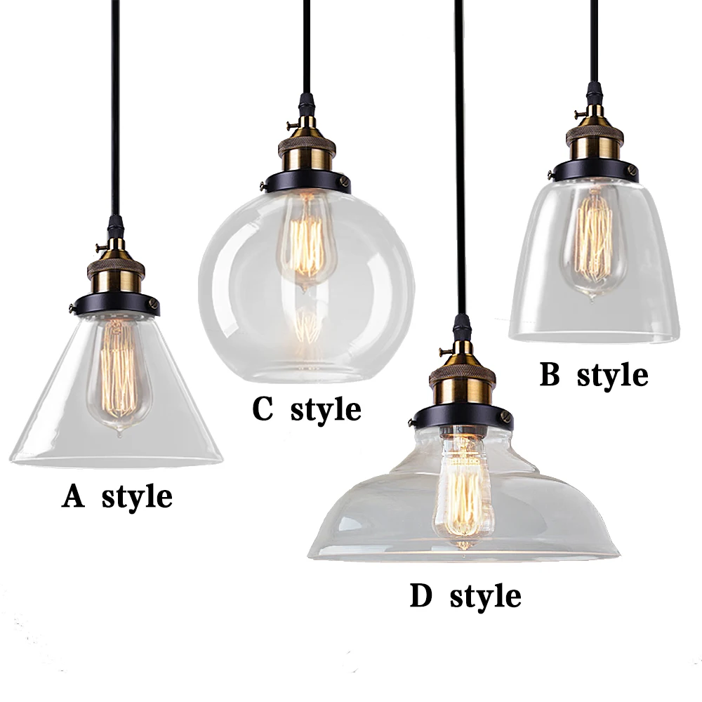 Glass pendant lamp modern vintage edison bulbs bar restaurant bedrooms large shopping mall muuto e27 art
