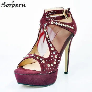 Sorbern Burgundy Women Size 47 Womens High Heel Shoes Faux Suede Rivets Buckle Strap Cheap Modest Platform High Heels Large Size
Sorbern Burgundy Women Size 47 Womens High Heel Shoes Faux Suede Rivets Buckle Strap Cheap Modest Platform High Heels Large Size