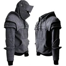 

Hoodies Solid Color Men Retro Elbow Guard Drawstring Mask knight Sweatshirt Halloween Women Men Cool BOOCRE