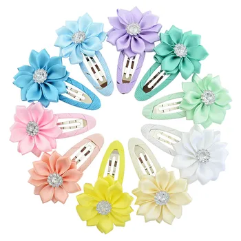 

UNTAMED 20pcs Lovely DIY Small Mini Ribbon Flower Rhinestone Hair Clips BB Clips for Girls Kids Hairpins Hair Accessories