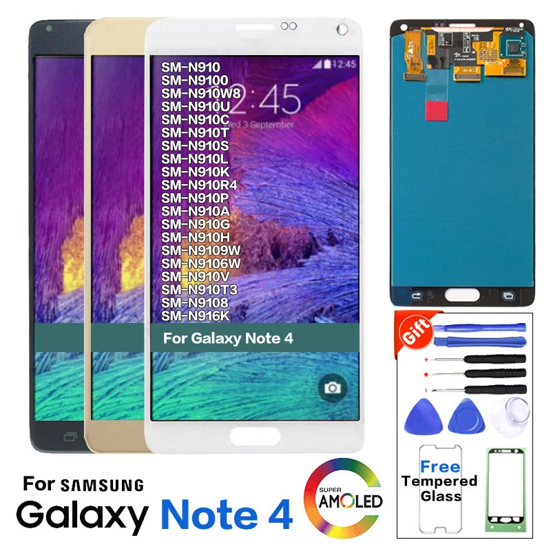 

Original Display For Samsung Galaxy Note 4 Note4 N910C N910 N910A N910F LCD Screen Display Touch Digitizer with burn shadow