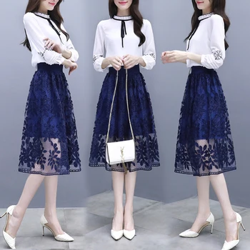 

Temperament Elegant Thin Skirt Set Brief Fashion Wild Ensemble Femme Survetement Office Lady Generous Women Two Piece Outfits
