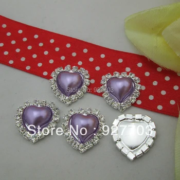 

(CM578 18mm)50pcs Rhinestone Button Lavender Pearl Flatback Heart Embellishments DIY Craft