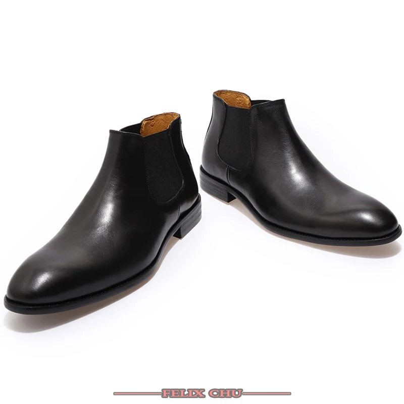 Роскошная дизайнерская обувь Туфли-Челси высокий класс для мужчин сапоги британский стиль слипоны черная обувь сапоги мужские кожаные туфли ручной работы