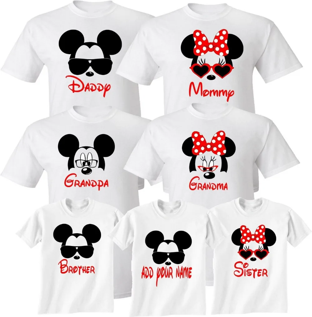 New Mom Dad Family Vacation Mickey Minnie Cartoon Love Matching Shirts Tee Tops Hiphop Men Women 