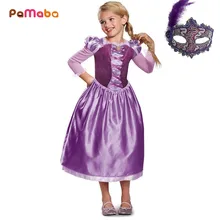 PaMaBa/сказочные костюмы принцессы для девочек; платья Рапунцель с пышными рукавами три четверти; Детские платья трапециевидной формы