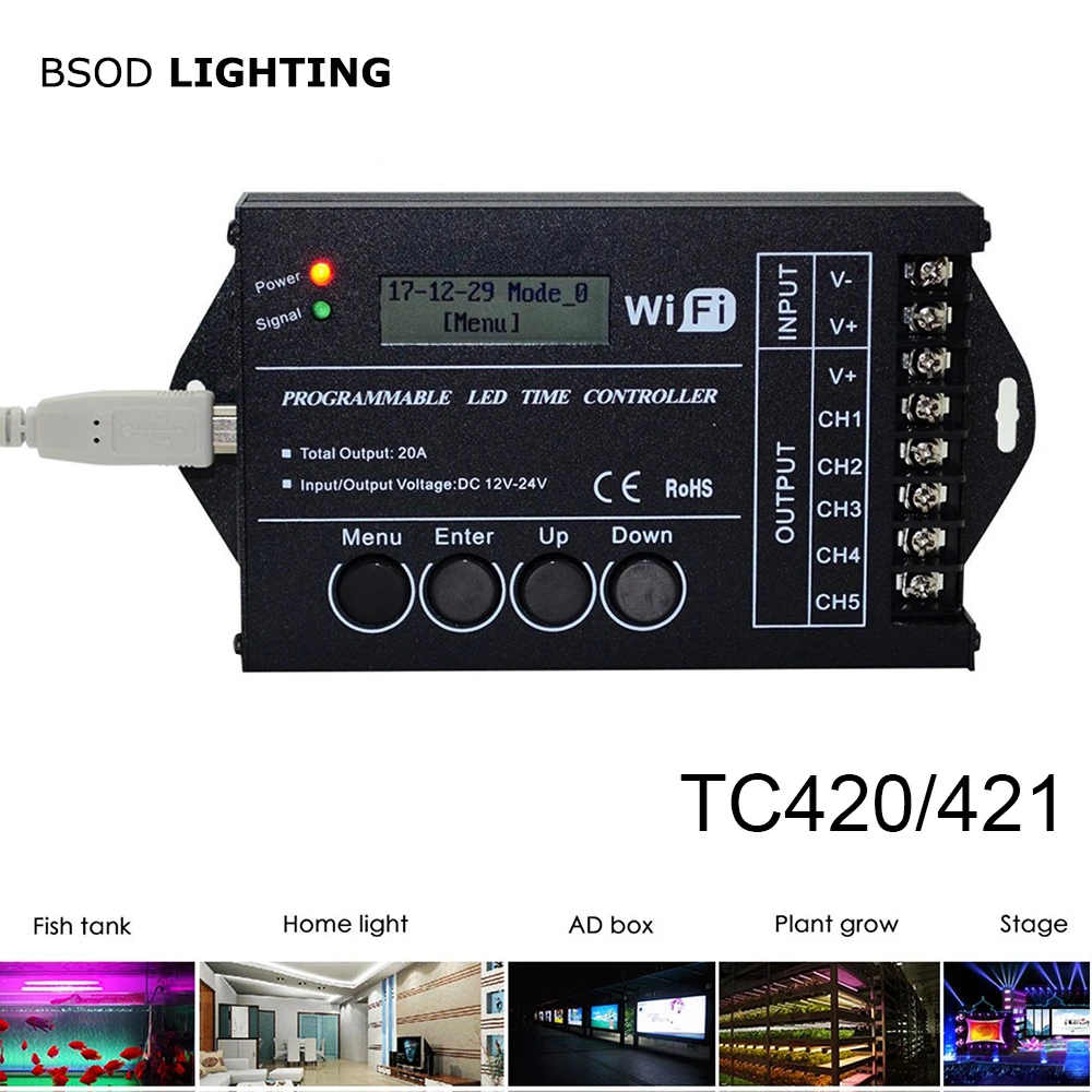 Bsod Led Controller Tc420 Tc421 Wifi Tc423 Led Time Programable Led  Controller Rgb Pc Dimmer 5 Channnels Dc12v24v For Led Strip - Dimmers -  AliExpress