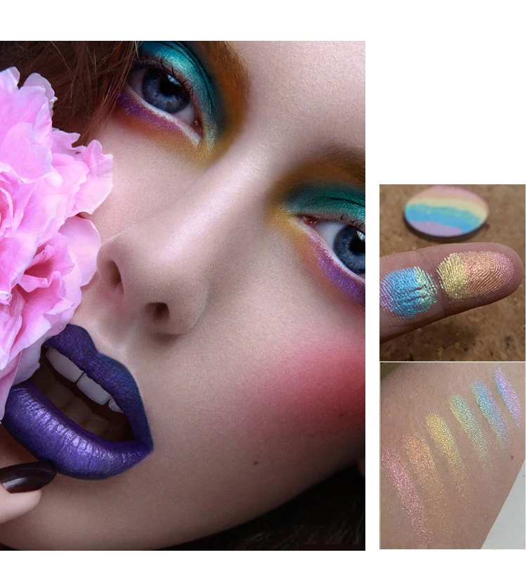 New Wild Rainbow Highlighter Mineral Powder 3D Face Shimmer Bronzer Highlighter Makeup Rainbow Contouring TSLM1