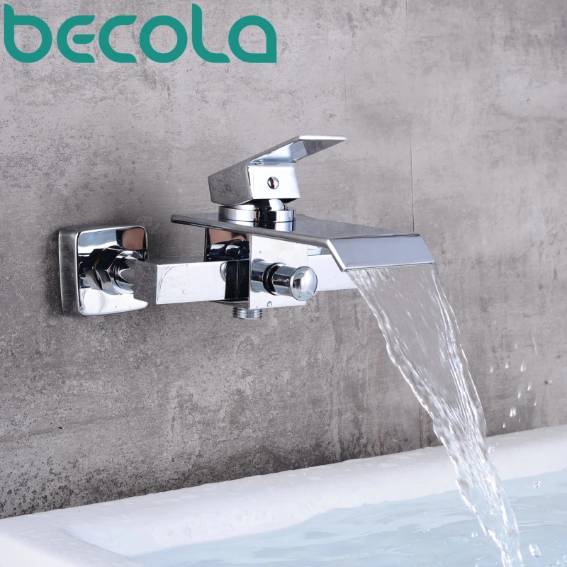 becola waterfall bathroom faucet wall mounted chrome brass bathtub