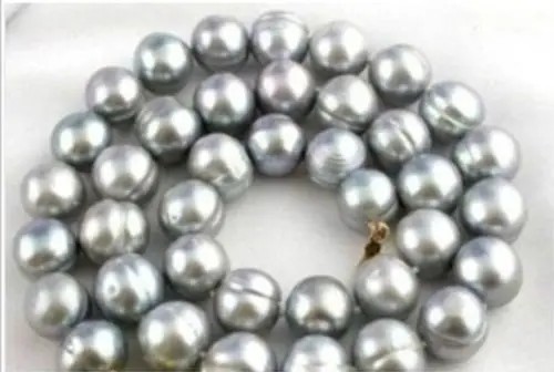 

FREE shipping>>>>>>17inch AAA+ 11-12MM South Sea gray Baroque Pearl Necklace GOLD CLASP