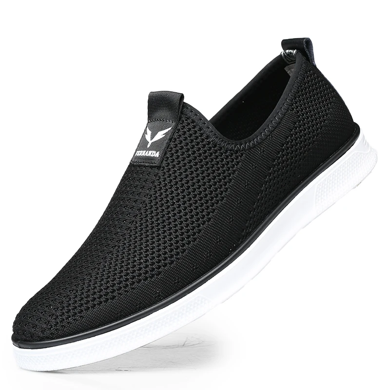 

Flying Woven man's Shoes Breathable Stretch Fabric Simple Men Sneakers Slip On flat Casual fashion Mesh surface Shoes