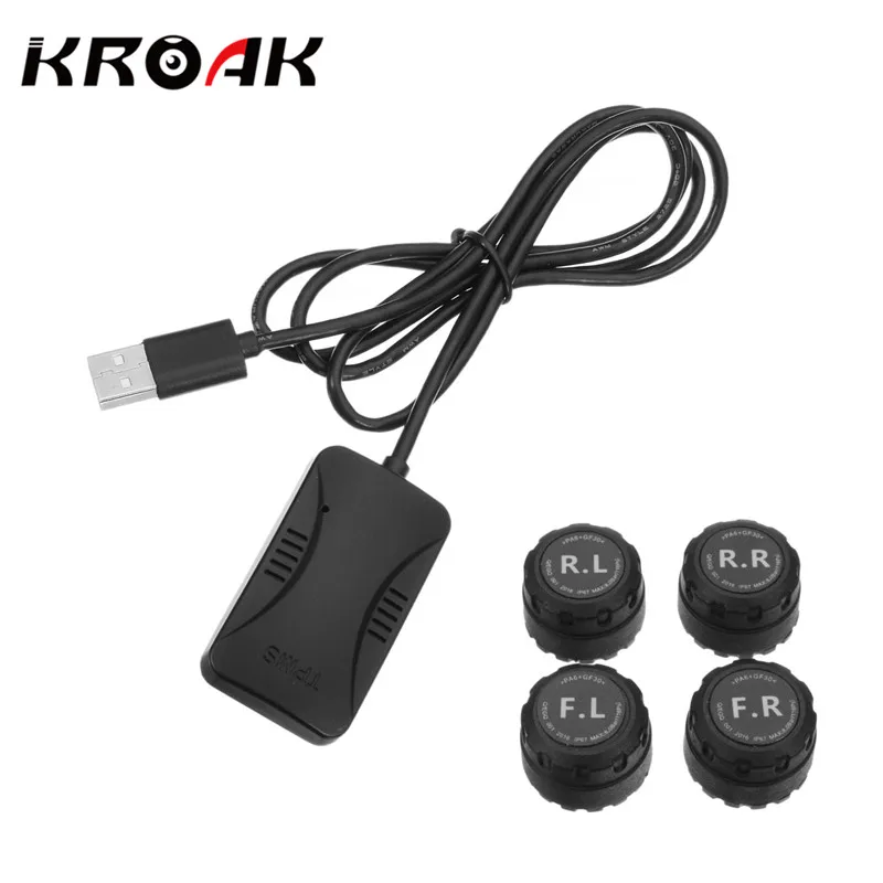 

Tire pressure sensor for automobile Monitoring System Car 4 Sensors Alarm Tire Temperature System for Android Phone Control