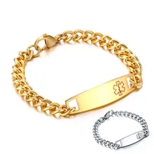 Выгравированный медицинский идентификационный браслет из нержавеющей стали изготовление на заказ ювелирных изделий