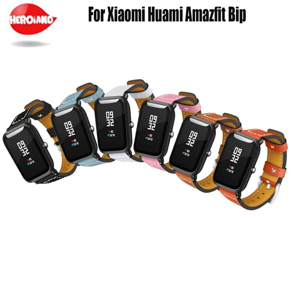 Ремешок кожаный для Xiaomi Huami Amazfit Bip BIT PACE Lite Youth спортивный сменный Браслет смарт