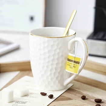 

Europe High-grade bone china mug White cups of Roman cups relief embossed ceramic coffee Mug Milk Tea Mug water cup Drinkware