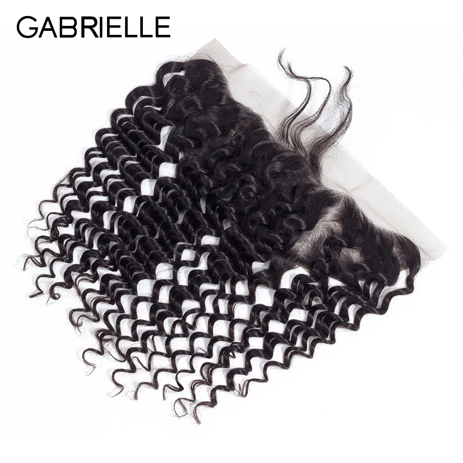 

Gabrielle Hair Malaysian Deep Wave 13x4 Ear to Ear Free/Middle/Three Part Lace Frontal Closure Non Remy Human Hair Natural Color