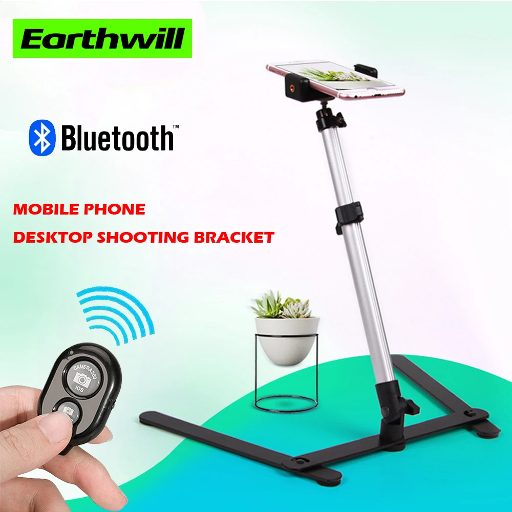

photo studio Reversible shooting bracket macro camera mobile photography desktop monopod support tripod+Bluetooth remote control