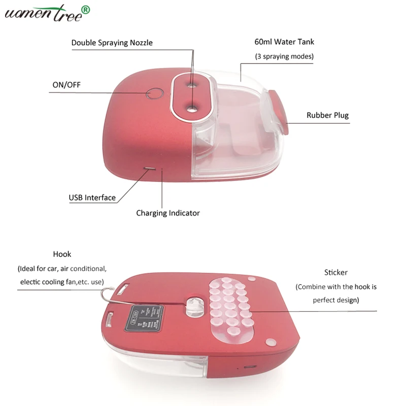 

Portable USB Chargeable Nano Mist Spray Sprayer Facial Body Nebulizer Mini Humidifier for Face Moisturizing