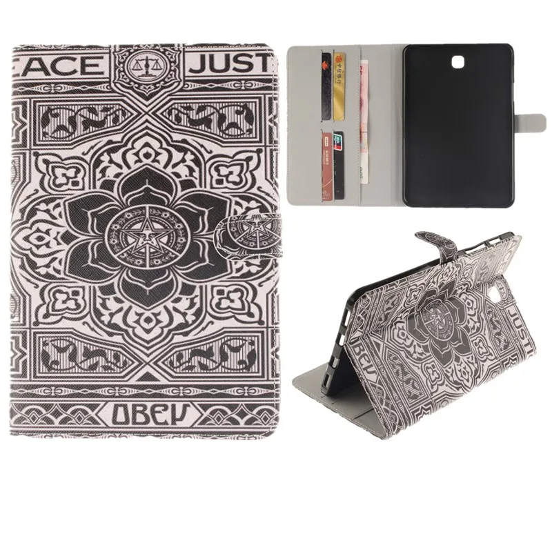 Luxury 2 Leavies PU Leather Stand Flip Case for Samsung Galaxy Tab S2 8.0 Case T710 T715 SM-T715 Tablet Wallet White Case Bag (32)