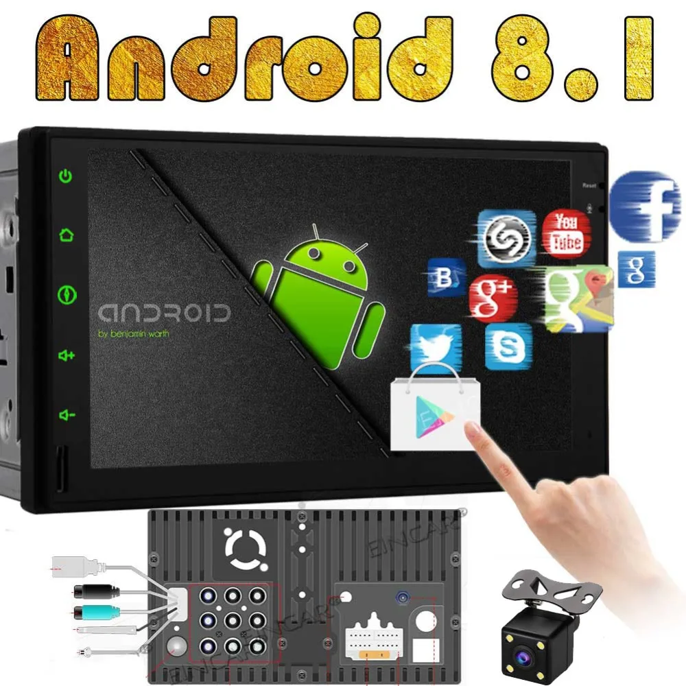 

USB SD, MirrorLink, Backup camera, AUX, Subwoofer, OBD2, DVR Android 8.1 Oreo Double 2 Din Car Stereo Head Unit In Dash Auto GPS
