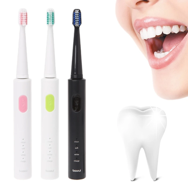 

Waterproof USB Sonic Electric Tooth White Clean Toothbrush with 4 Brush Heads