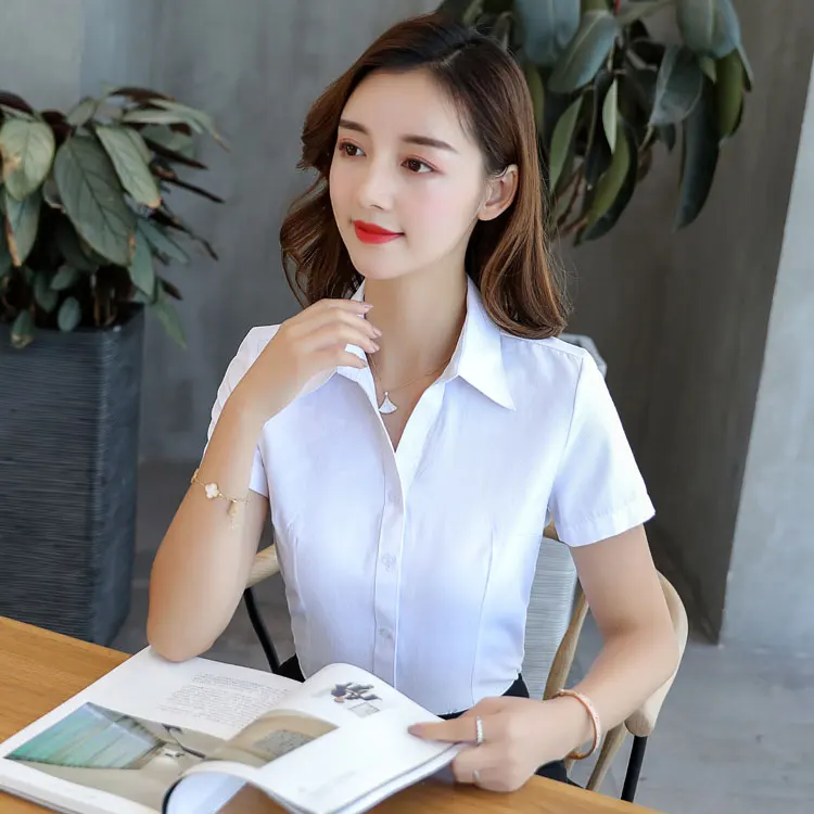 Женские рубашки, корейская мода, женская хлопковая рубашка, большие размеры, женские Однотонные блузки с v-образным вырезом, рубашки, элегантные женские белые рубашки для работы, XXXL