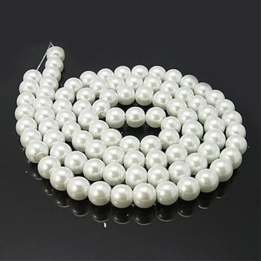 140pcs/strand 6mm Glass Imitation faux Pearl Beads Loose Spacer Beads