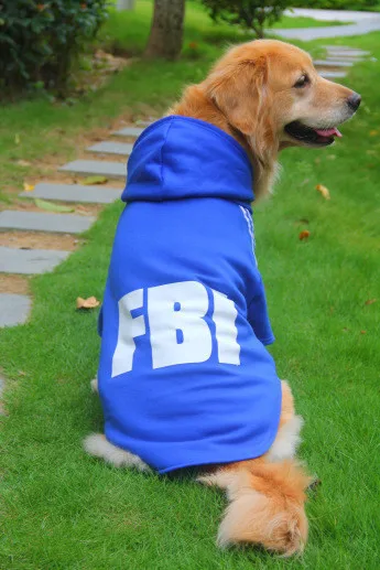 Куртка AHUAPET dog fbi, одежда для собак adidog, костюм в стиле fbi, зимняя теплая одежда для больших собак, одежда для бульдога F - Цвет: Blue