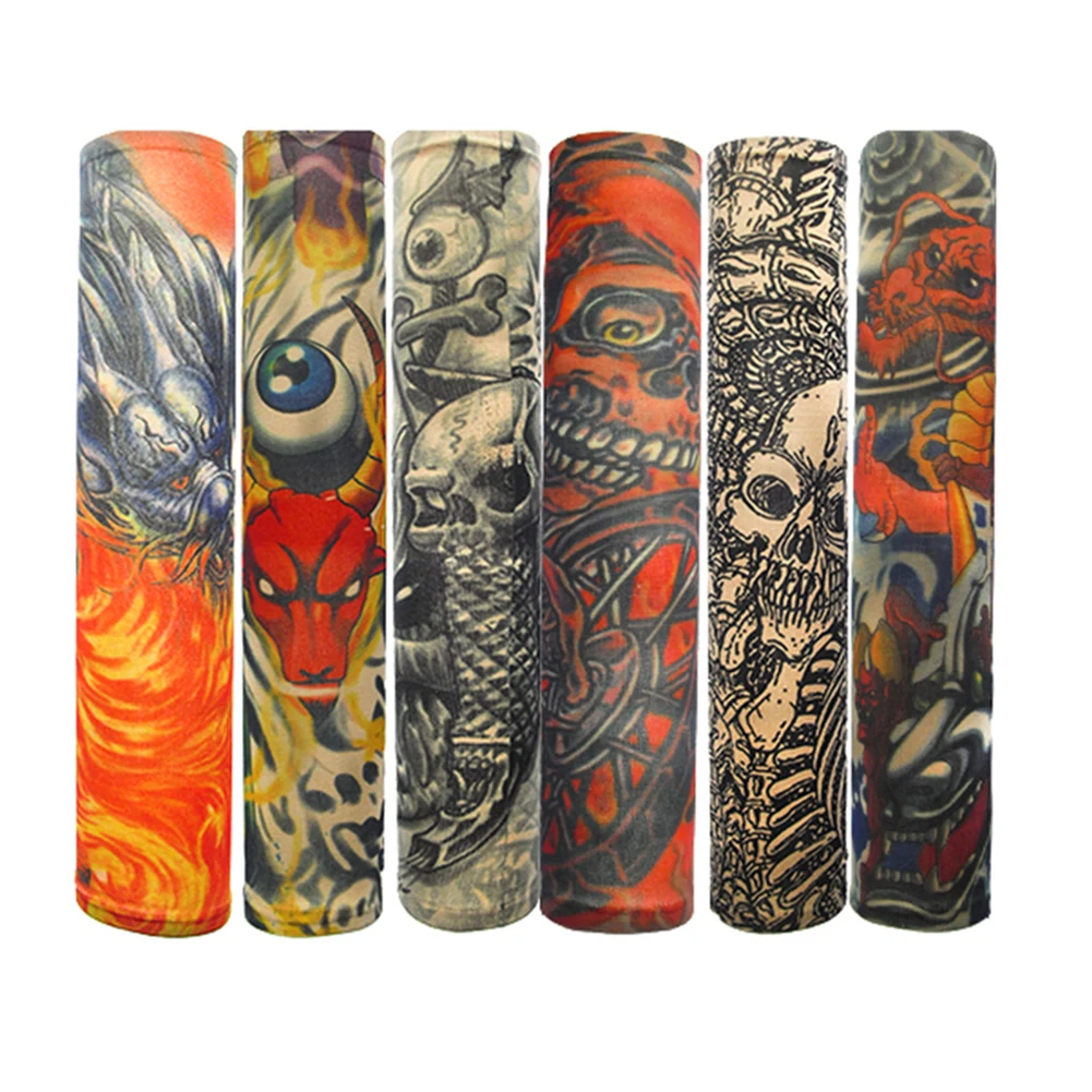 

6pcs/set Fashion Men And Women Tattoo Arm Leg Sleeves High Elastic Tattoo Sleeve Seamless Outdoor Anti-sunshine Sleeves