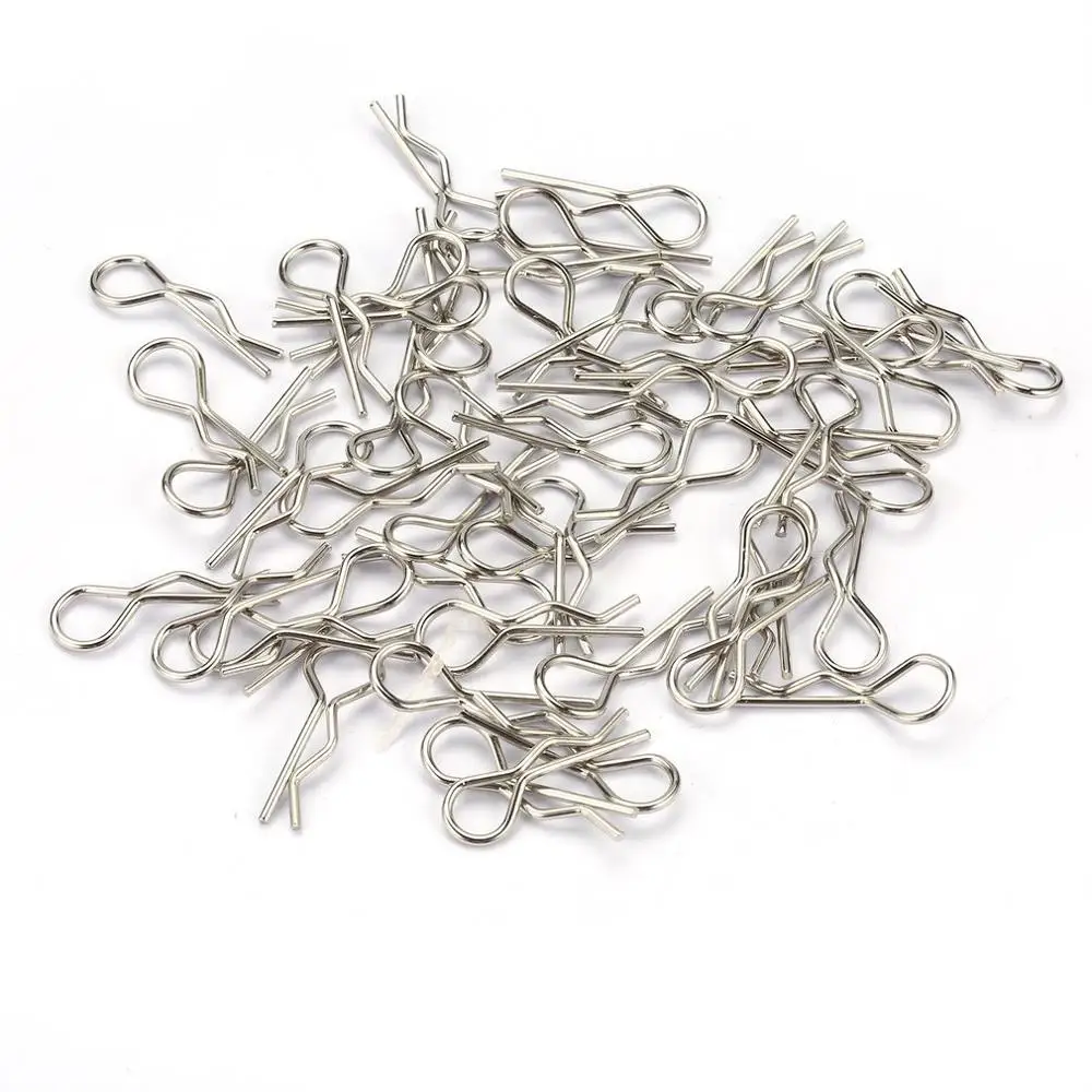 

50pcs Stainless Steel Body Clips Shell Cover Pin Bend for 1/10 RC Car Remote Control Toys Hsp Redcat Exceed Spare Parts