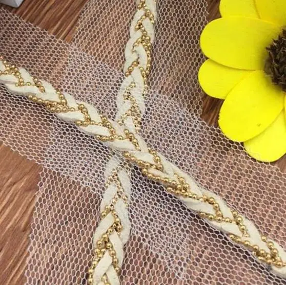 8yards Gold Silver Copper Beads Chain Lace Clothing Accessories