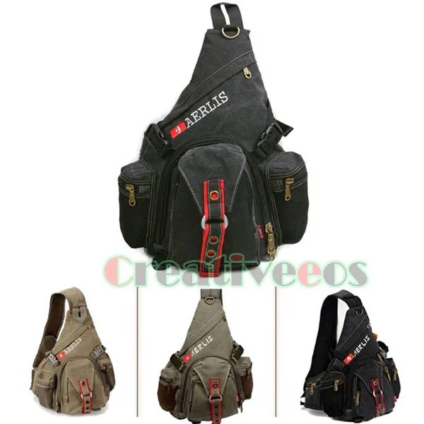 Men's Canvas High Capacity Travel Motorcycle Cross Body Messenger