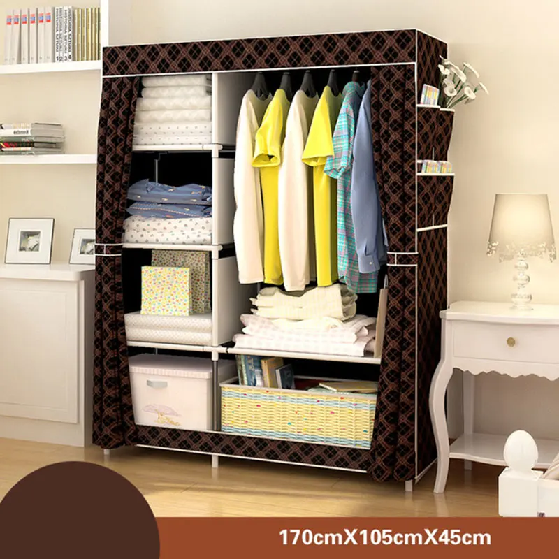 Simple Folding Cloth Wardrobe Fabric Dustproof Closet Steel Pipe Assembly Double Storage Cabinet Home Furniture Bedroom Wardrobe Simple Folding Cloth Wardrobe Fabric Dustproof Closet Steel Pipe Assembly Double Storage Cabinet Home Furniture Bedroom Wardrobe