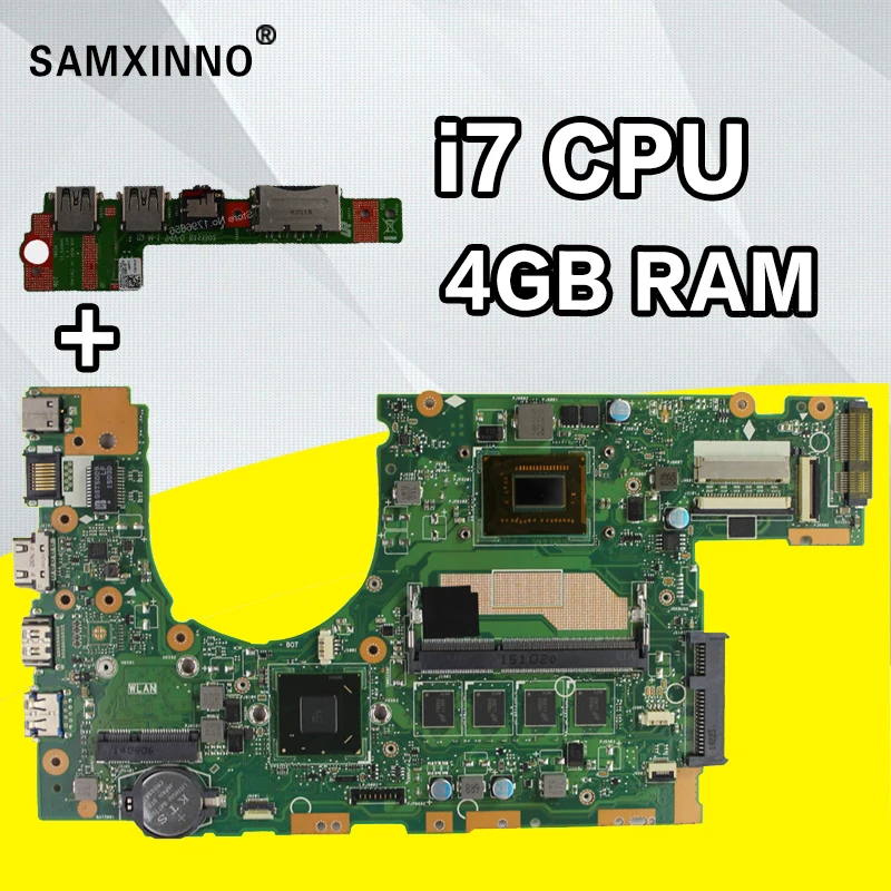 discount S400CA Motherboard I7-3517U/3537U 4GB For ASUS S400CA S500CA laptop Motherboard S400CA Mainboard S4