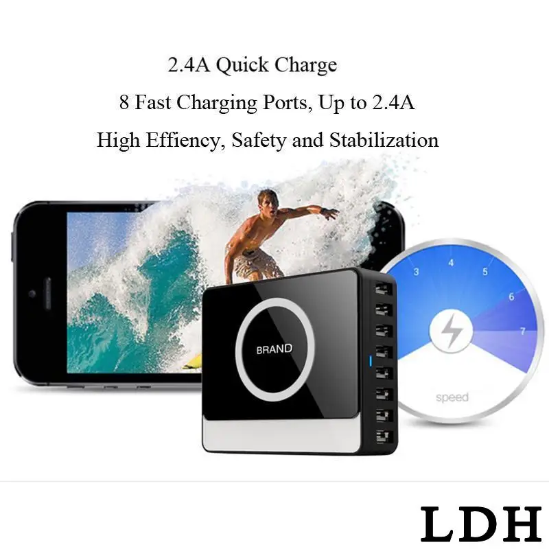 11 11 2017 Portable Qi Wireless Charger 8 USB Ports Mobile Phone Charger For CellPhone Multi Phones Charging For Samsung Eu Plug
