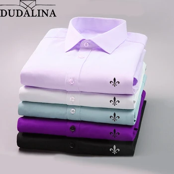 

Dudalina 2020 Men Casual Long Sleeved Solid shirt Slim Fit Male Social Business Dress Shirt Brand Men Clothing Soft Comfortable