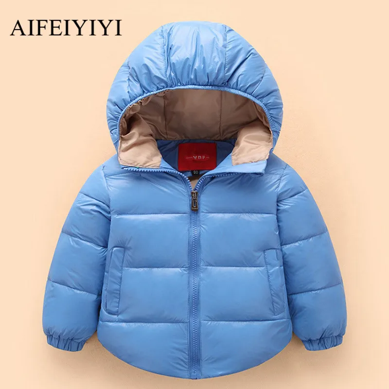 AIFEIYIYI Children's Winter Jackets Clothing Kids Girls Boys Short White Duck Down Thick Solid Color Warm Padded Coat XT2016 |